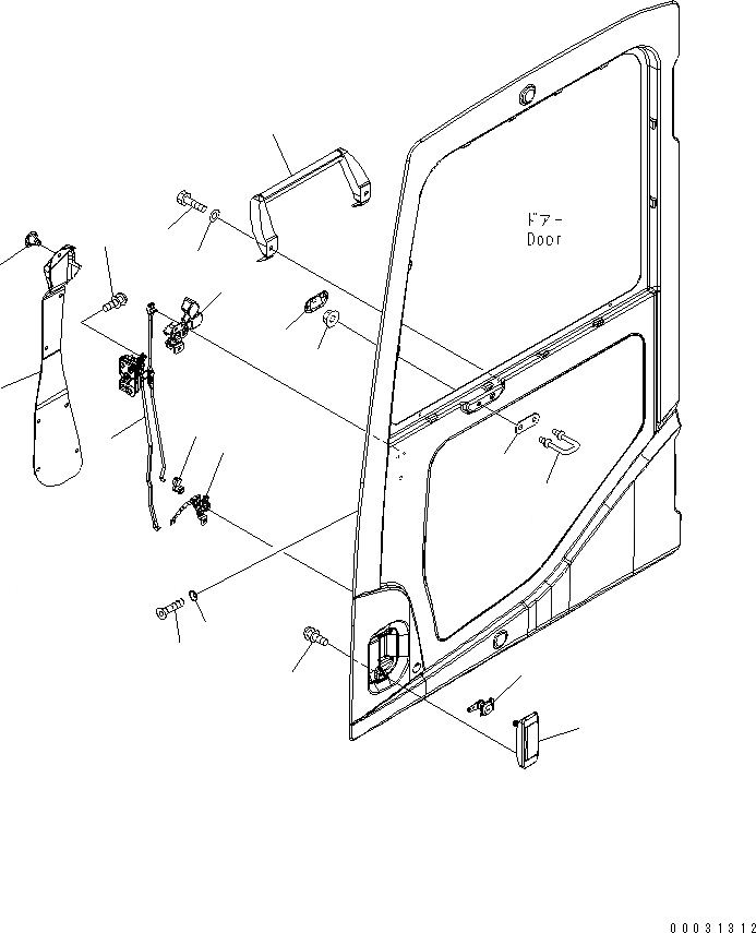 Схема запчастей Komatsu PC1250SP-8R - КАБИНА (ЗАМОК ДВЕРИ) (КАРЬЕРН. СПЕЦИФ-Я)(№-) КАБИНА ОПЕРАТОРА И СИСТЕМА УПРАВЛЕНИЯ