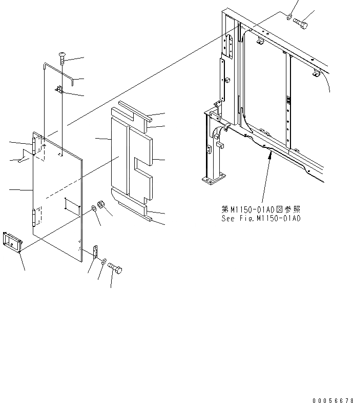 Схема запчастей Komatsu PC1250SP-8R - ПЕРЕГОРОДКА. (КАБИНА) (COVER) (/)(№-) ЧАСТИ КОРПУСА