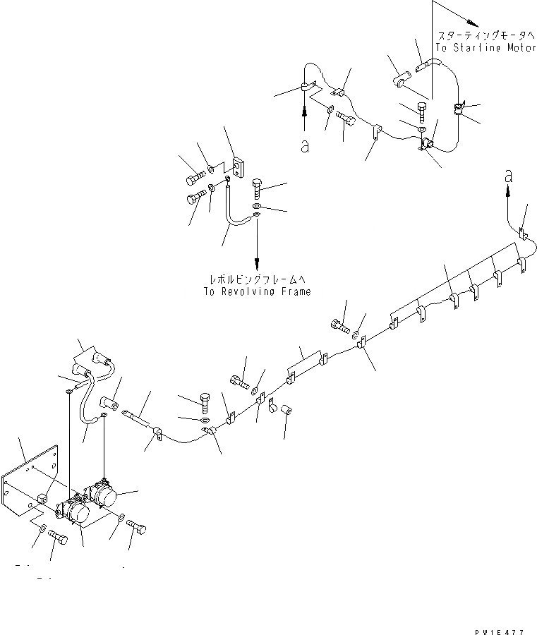 Схема запчастей Komatsu PC1250LC-7 - ЭЛЕКТРОПРОВОДКА (ПРОВОДКА СТАРТЕРА) ЭЛЕКТРИКА