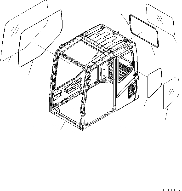 Схема запчастей Komatsu PC1250LC-7 - КАБИНА (СДВИГ. ВВЕРХ ОКНА) КАБИНА ОПЕРАТОРА И СИСТЕМА УПРАВЛЕНИЯ