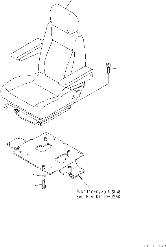 Схема запчастей Komatsu PC128US-2 - КРЕСЛО ОПЕРАТОРА (НАКЛОНЯЕМОЕ) (ДЛЯ КРОМЕ ЯПОН.)(№-77) КАБИНА ОПЕРАТОРА И СИСТЕМА УПРАВЛЕНИЯ