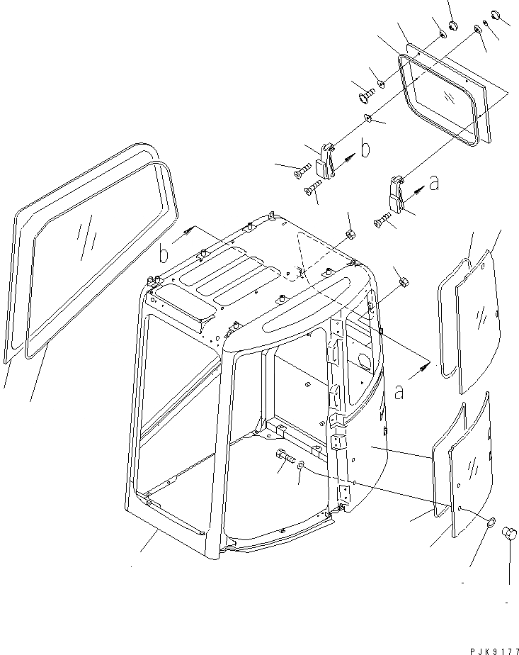 Схема запчастей Komatsu PC128US-2 - КАБИНА(№-77) КАБИНА ОПЕРАТОРА И СИСТЕМА УПРАВЛЕНИЯ