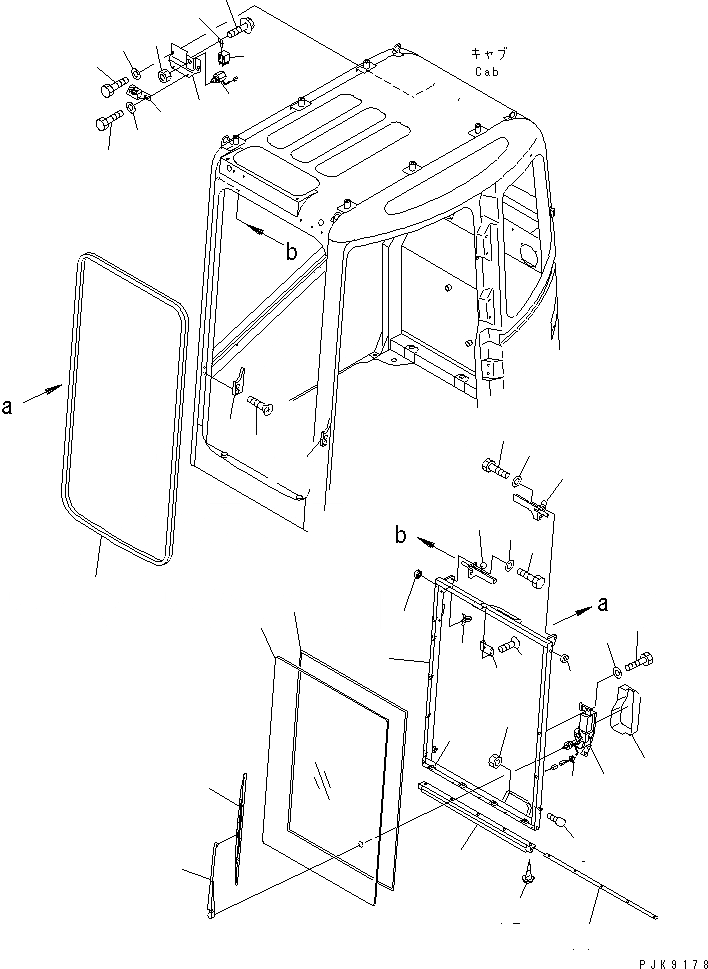 Схема запчастей Komatsu PC128US-2 - КАБИНА (СДВИГ. ВВЕРХ ОКНА)(№-77) КАБИНА ОПЕРАТОРА И СИСТЕМА УПРАВЛЕНИЯ