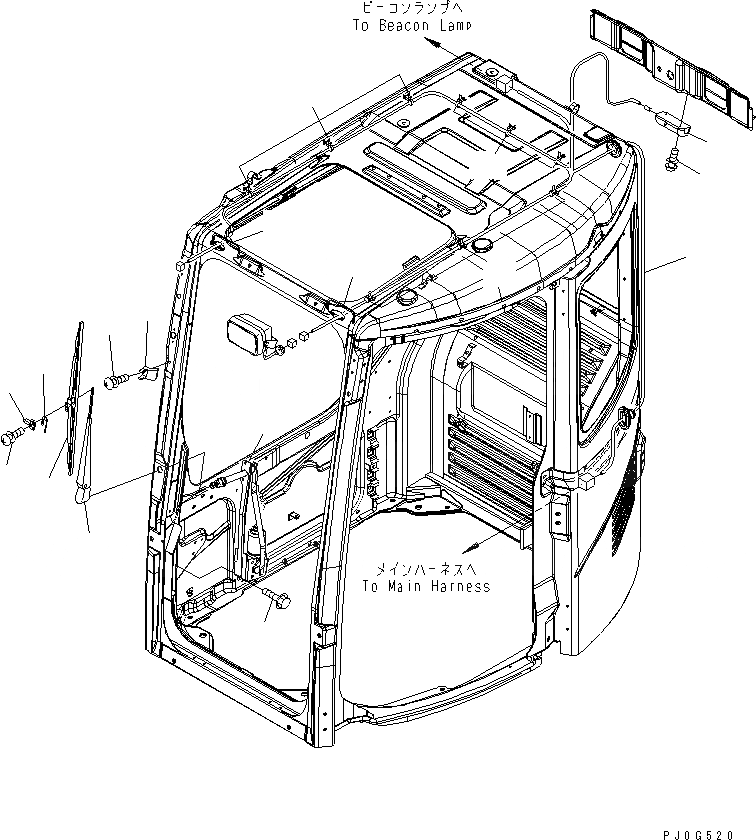 Схема запчастей Komatsu PC128US-2 - КАБИНА (ДВОРНИКИ И ОСВЕЩЕНИЕ)(№77-) КАБИНА ОПЕРАТОРА И СИСТЕМА УПРАВЛЕНИЯ