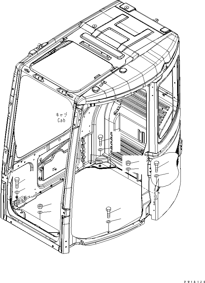 Схема запчастей Komatsu PC128US-2 - КАБИНА (ЧАСТИ Д/УСТАНОВКИ) (НАПРЯЖ. 12В)(№77-) КАБИНА ОПЕРАТОРА И СИСТЕМА УПРАВЛЕНИЯ