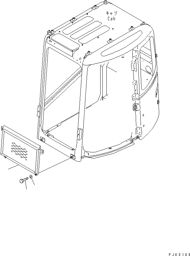 Схема запчастей Komatsu PC128US-2 - ФРОНТАЛЬНАЯ ЗАЩИТА (HALF ЧАСТИ КОРПУСА) (ДЛЯ КРОМЕ ЯПОН.)(№-77) КАБИНА ОПЕРАТОРА И СИСТЕМА УПРАВЛЕНИЯ