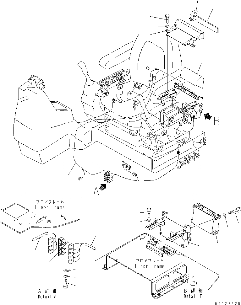 Схема запчастей Komatsu PC128US-2 - ОСНОВН. КОНСТРУКЦИЯ (ЭЛЕКТР.) (ЕС. СПЕЦ-Я.)(№77-) КАБИНА ОПЕРАТОРА И СИСТЕМА УПРАВЛЕНИЯ