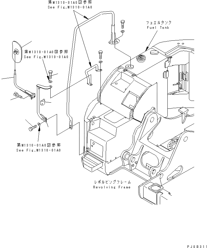 Схема запчастей Komatsu PC128US-2 - ЗАДН. VIEW MIRROR¤ ПРАВ. (YELНИЗ.)(№-) ЧАСТИ КОРПУСА