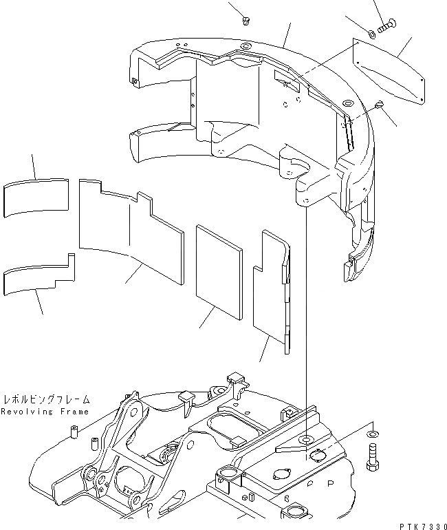 Схема запчастей Komatsu PC128US-2 - ПРОТИВОВЕС (YELНИЗ.)(№-) ЧАСТИ КОРПУСА