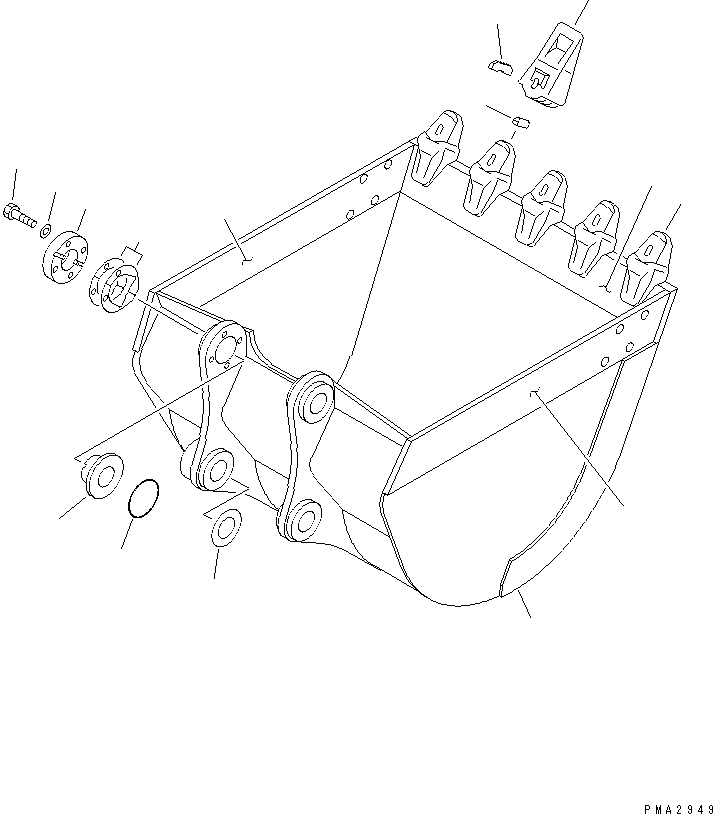 Схема запчастей Komatsu PC128US-2 - КОВШ¤ .M ШИР. MM (ВЕРТИКАЛЬН. ПАЛЕЦ) (YELНИЗ.)(№-) РАБОЧЕЕ ОБОРУДОВАНИЕ