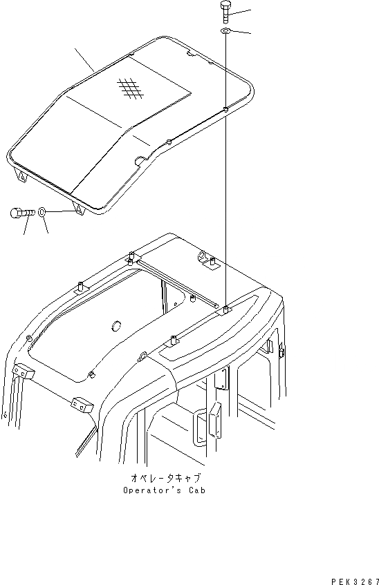 Схема запчастей Komatsu PC128US-1 - ВЕРХН. ЗАЩИТА КАБИНА ОПЕРАТОРА И СИСТЕМА УПРАВЛЕНИЯ