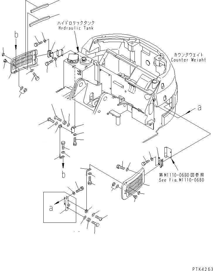 Схема запчастей Komatsu PC128US-1 - КАПОТ (БОКОВ. КРЫШКА) ЧАСТИ КОРПУСА