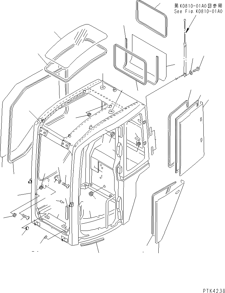 Схема запчастей Komatsu PC128US-1 - КАБИНА (/7) КАБИНА ОПЕРАТОРА И СИСТЕМА УПРАВЛЕНИЯ