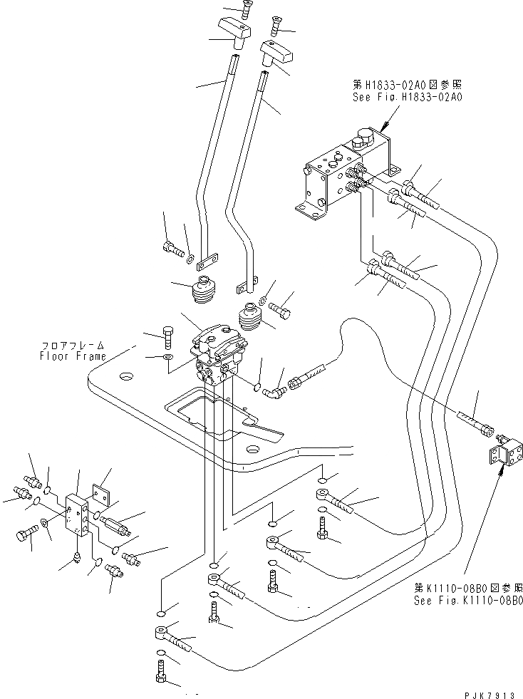 Схема запчастей Komatsu PC128US-1 - ОСНОВН. КОНСТРУКЦИЯ (КОНТРОЛЬ ХОДА) (MULTIPLE PATTERN УПРАВЛ-Е) КАБИНА ОПЕРАТОРА И СИСТЕМА УПРАВЛЕНИЯ