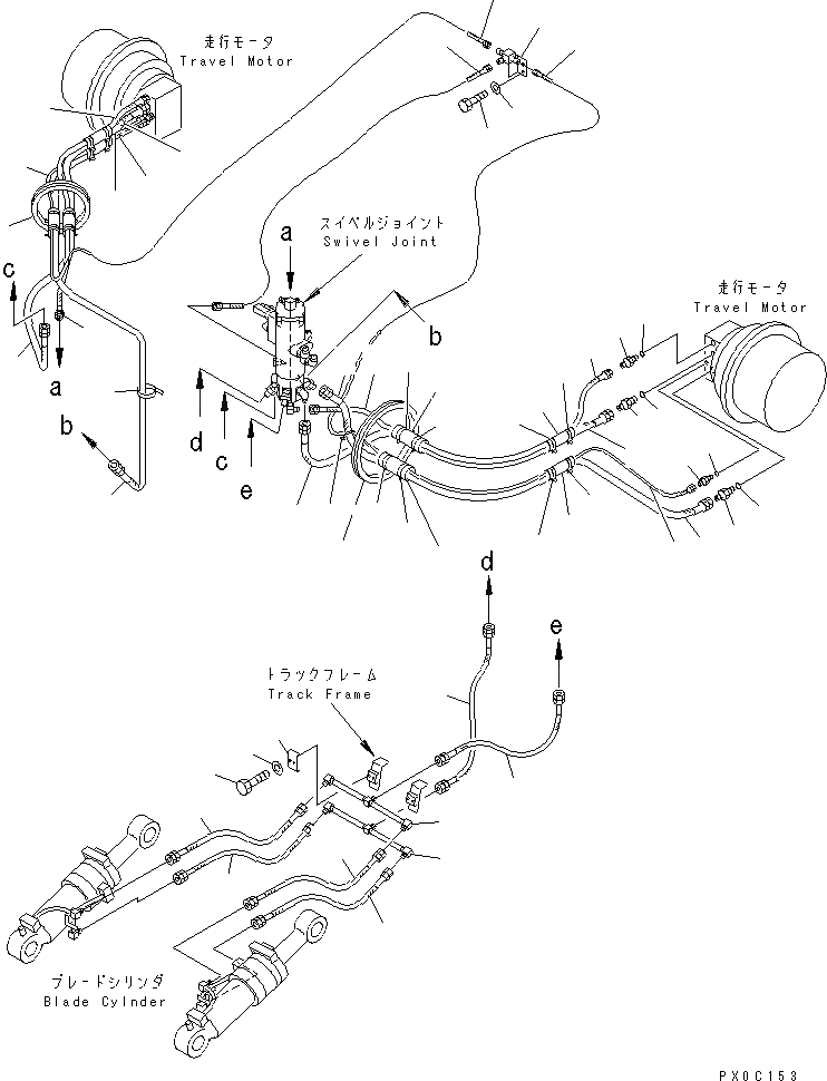 Схема запчастей Komatsu PC128US-1 - ГИДРОЛИНИЯ ХОДАНИЖН. (ОТВАЛ)(№7-) НИЖНЯЯ ГИДРОЛИНИЯ И ЛИНИЯ ХОДА