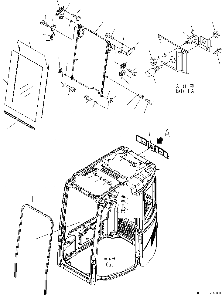 Схема запчастей Komatsu PC128UU-2 - КАБИНА (ПЕРЕДН. ОКНА)(№-) КАБИНА ОПЕРАТОРА И СИСТЕМА УПРАВЛЕНИЯ