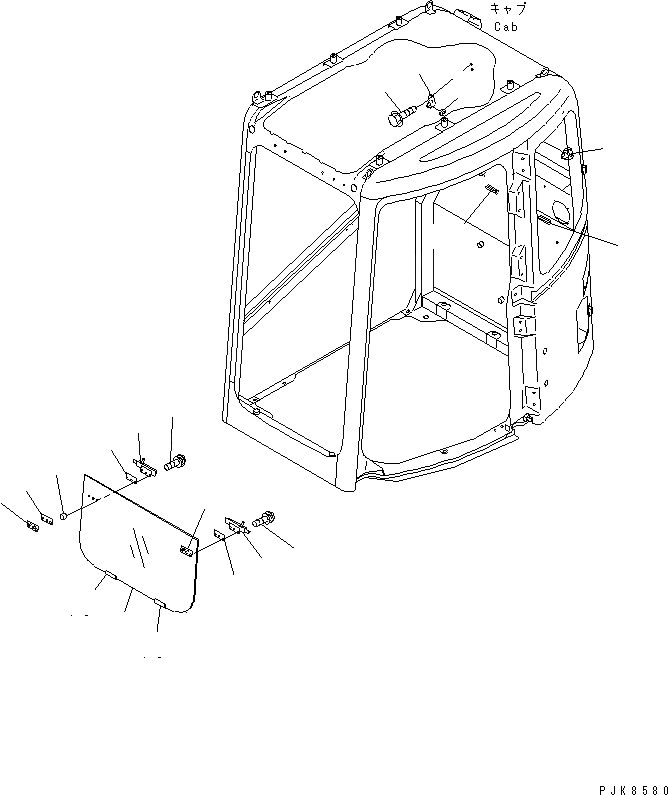 Схема запчастей Komatsu PC128UU-2 - КАБИНА (ПЕРЕДН. НИЖН. ОКНА) (/)(№-) КАБИНА ОПЕРАТОРА И СИСТЕМА УПРАВЛЕНИЯ