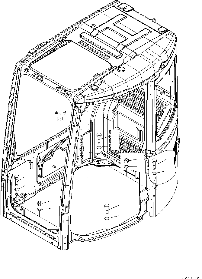 Схема запчастей Komatsu PC128UU-2 - КАБИНА (ЧАСТИ Д/УСТАНОВКИ)(№-) КАБИНА ОПЕРАТОРА И СИСТЕМА УПРАВЛЕНИЯ