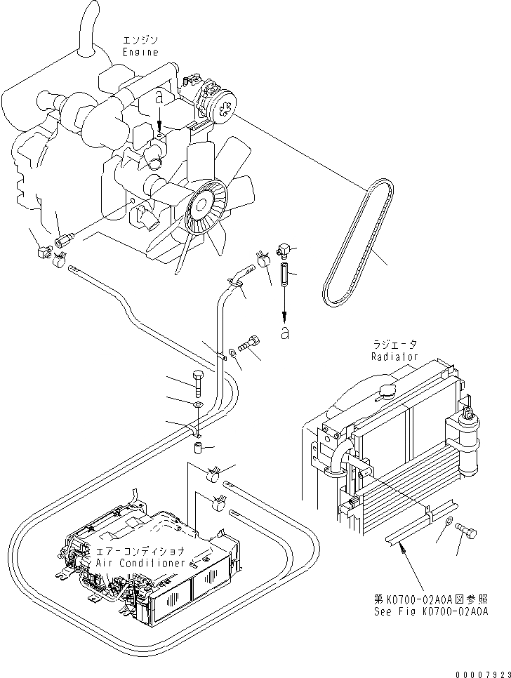 Схема запчастей Komatsu PC128UU-2 - КОНДИЦ. ВОЗДУХА (ШЛАНГИ ОБОГРЕВАТЕЛЯ)(№-) КАБИНА ОПЕРАТОРА И СИСТЕМА УПРАВЛЕНИЯ