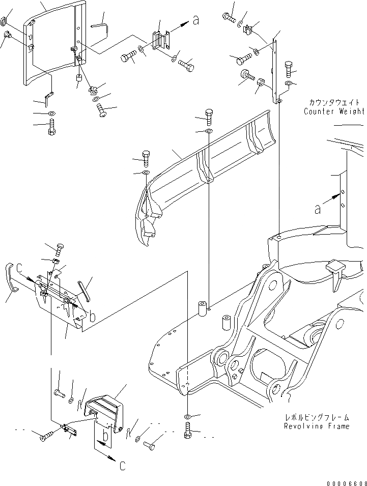 Схема запчастей Komatsu PC128UU-2 - БОКОВ. КРЫШКА ПРАВ. (CONTER ВЕС COVER) (BLUE) ЧАСТИ КОРПУСА