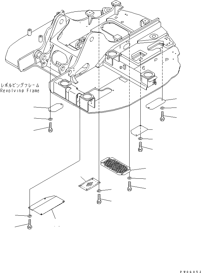 Схема запчастей Komatsu PC128UU-2 - НИЖН. КРЫШКА (BLUE)(№-) ЧАСТИ КОРПУСА