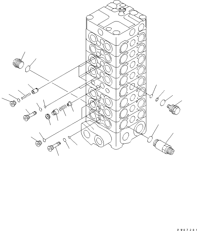 Схема запчастей Komatsu PC128UU-2 - ОСНОВН. КЛАПАН (8-КЛАПАН) (/) ОСНОВН. КОМПОНЕНТЫ И РЕМКОМПЛЕКТЫ