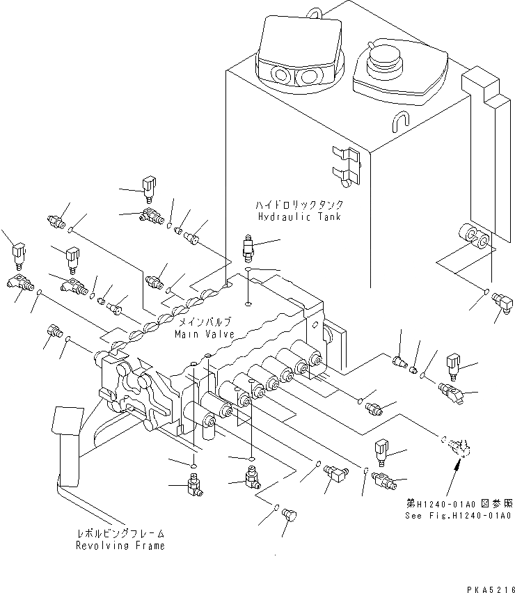 Схема запчастей Komatsu PC128UU-1 - P.P.C. ОСНОВН. ЛИНИЯ (ОСНОВН. ЛИНИЯ ПАТРУБОК) (ОТВАЛ LESS СПЕЦ-Я.)(№-) ГИДРАВЛИКА