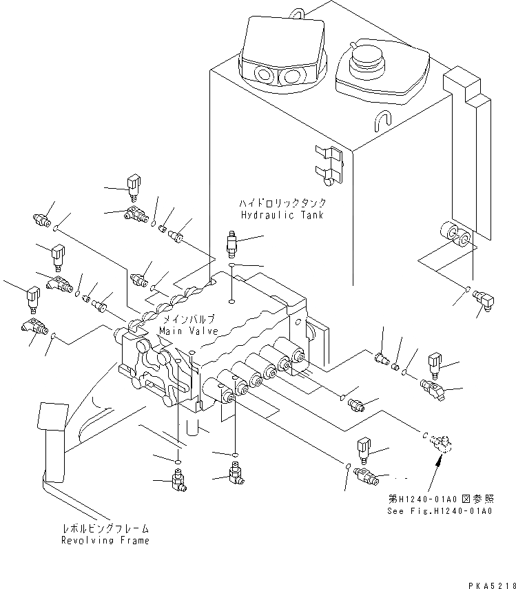 Схема запчастей Komatsu PC128UU-1 - P.P.C. ОСНОВН. ЛИНИЯ (ОСНОВН. ЛИНИЯ ПАТРУБОК) (ОТВАЛ LESS СПЕЦ-Я.)      (ДЛЯ MONO-СТРЕЛА)(№-) ГИДРАВЛИКА