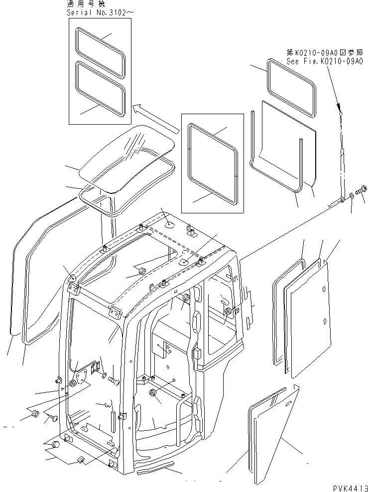 Схема запчастей Komatsu PC128UU-1 - КАБИНА (/7) (С АНТИВАНДАЛЬН.) (ДЛЯ США)(№7-) КАБИНА ОПЕРАТОРА И СИСТЕМА УПРАВЛЕНИЯ