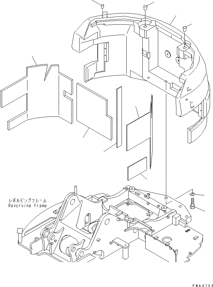 Схема запчастей Komatsu PC128UU-1 - ПРОТИВОВЕС (ДЛЯ MONO-СТРЕЛА) (ОТВАЛ LESS СПЕЦ-Я)(№-) ЧАСТИ КОРПУСА