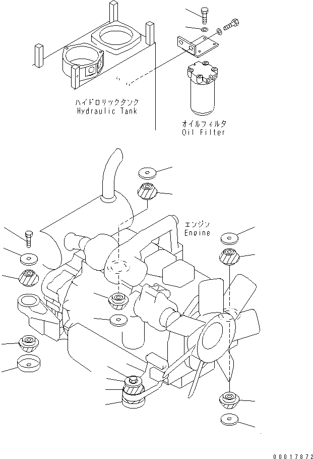 Схема запчастей Komatsu PC128US-2-A - КРЕПЛЕНИЕ ДВИГАТЕЛЯ КОМПОНЕНТЫ ДВИГАТЕЛЯ