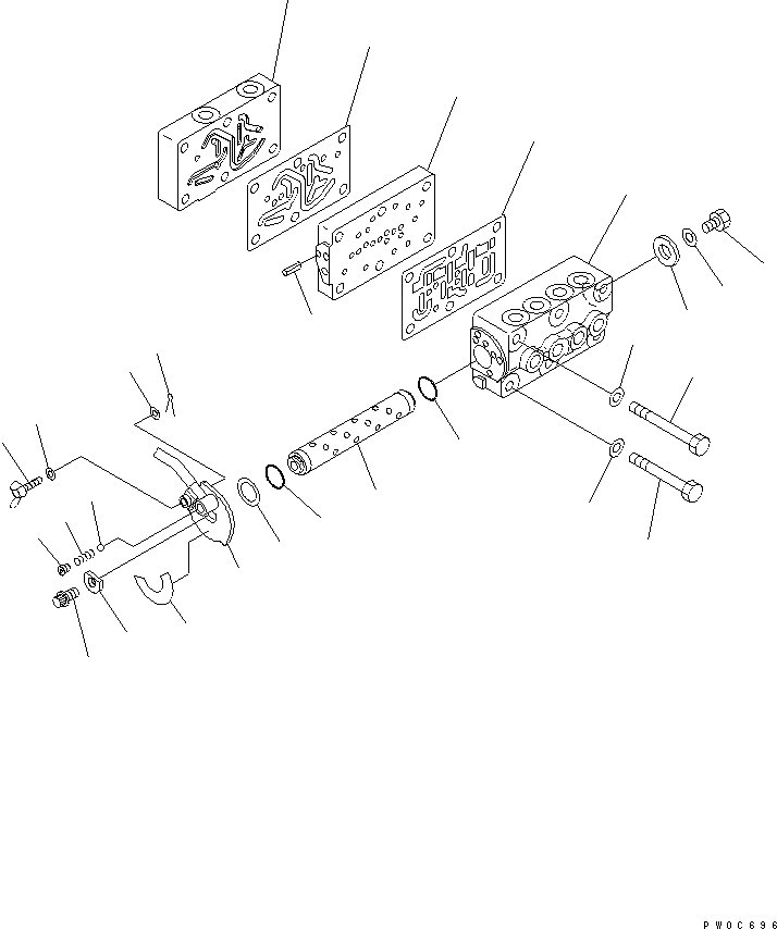 Схема запчастей Komatsu PC128US-2-A - РАСПРЕДЕЛИТ. КЛАПАН (MULTI PATTERN) (MULTI КЛАПАН) ГИДРАВЛИКА