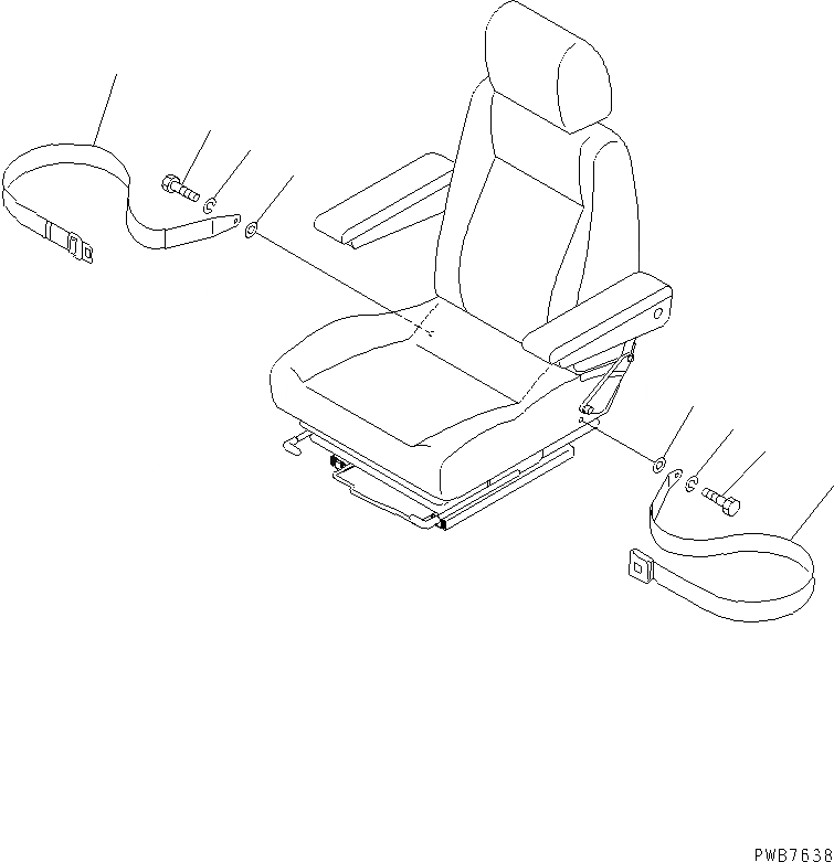 Схема запчастей Komatsu PC128US-2-A - РЕМЕНЬ БЕЗОПАСНОСТИ (INCH) (ДЛЯ RIGID) КАБИНА ОПЕРАТОРА И СИСТЕМА УПРАВЛЕНИЯ