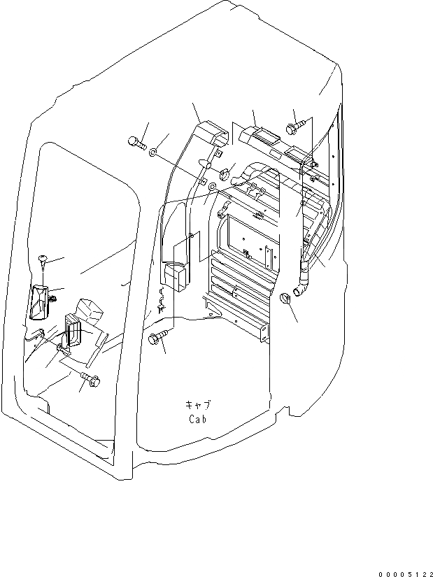 Схема запчастей Komatsu PC128US-2-A - КАБИНА (ВОЗДУХОВОДЫ) КАБИНА ОПЕРАТОРА И СИСТЕМА УПРАВЛЕНИЯ