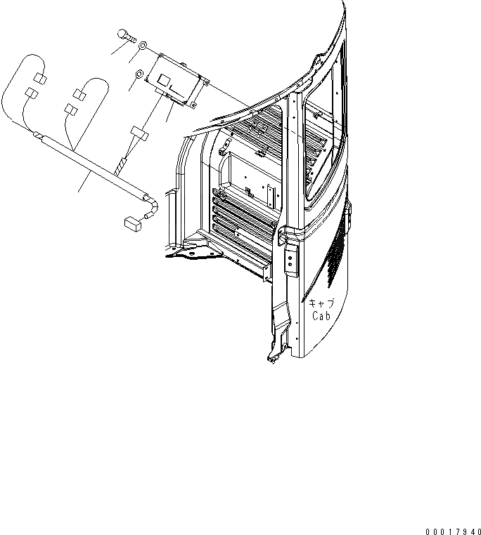 Схема запчастей Komatsu PC128US-2-A - КАБИНА (KOMTRAX КОНТРОЛЛЕР) КАБИНА ОПЕРАТОРА И СИСТЕМА УПРАВЛЕНИЯ