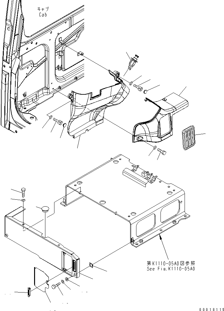 Схема запчастей Komatsu PC128US-2-A - ОТДЕЛКА COVER КАБИНА ОПЕРАТОРА И СИСТЕМА УПРАВЛЕНИЯ