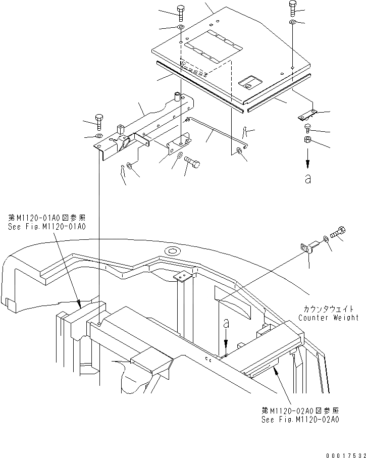 Схема запчастей Komatsu PC128US-2-A - КАПОТ ЧАСТИ КОРПУСА