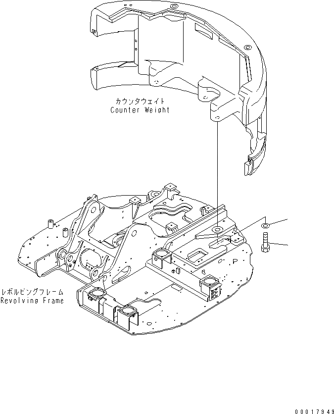 Схема запчастей Komatsu PC128US-2-A - КРЕПЛЕНИЕ ПРОТИВОВЕСА ЧАСТИ КОРПУСА