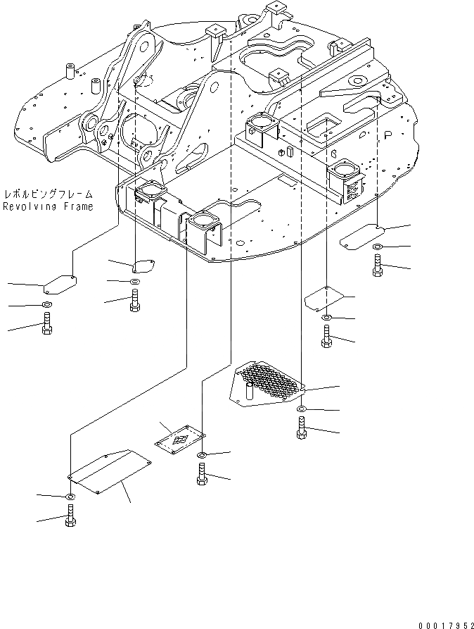 Схема запчастей Komatsu PC128US-2-A - НИЖН. КРЫШКА (УСИЛ. ТИП) ЧАСТИ КОРПУСА