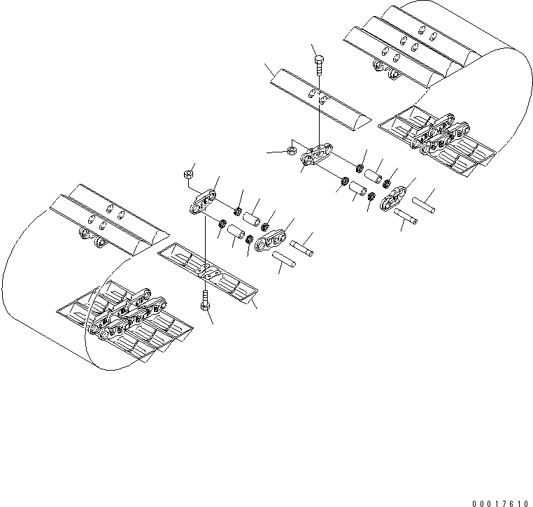 Схема запчастей Komatsu PC128US-2-A - ГУСЕНИЦЫ (БОЛОТН.) (7MM ШИР.) ХОДОВАЯ