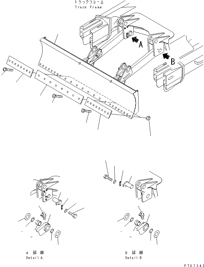 Схема запчастей Komatsu PC128US-2-A - ОТВАЛ (С РЕЖУЩ. КРОМКОЙ НА БОЛТАХ) РАБОЧЕЕ ОБОРУДОВАНИЕ