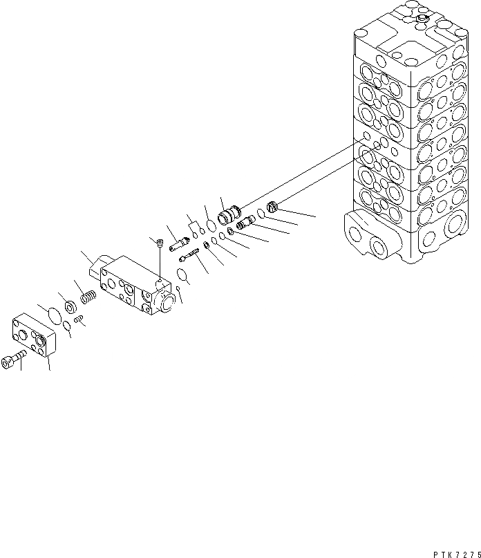 Схема запчастей Komatsu PC128US-2-A - ОСНОВН. КЛАПАН (7-КЛАПАН) (/) (ДЛЯ ОТВАЛ) ОСНОВН. КОМПОНЕНТЫ И РЕМКОМПЛЕКТЫ