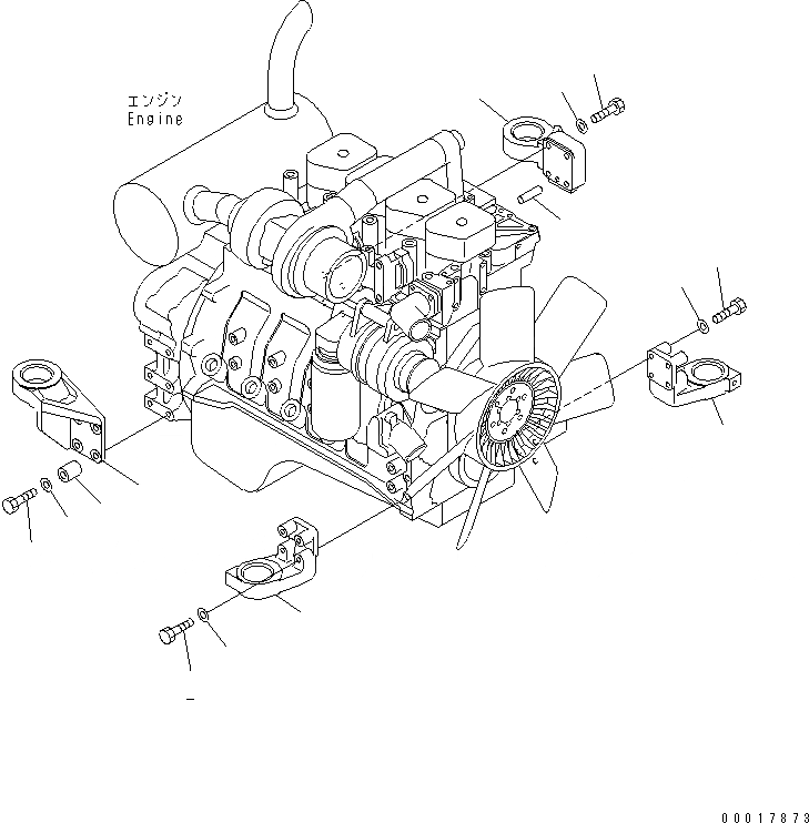 Схема запчастей Komatsu PC128US-2-AC - КРЕПЛЕНИЕ ДВИГАТЕЛЯ (КОРПУС КРЕПЛЕНИЯ) КОМПОНЕНТЫ ДВИГАТЕЛЯ