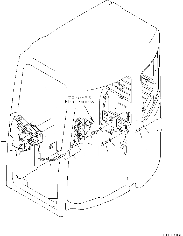 Схема запчастей Komatsu PC128US-2-AC - КАБИНА (ЭЛЕКТРОПРОВОДКА) КАБИНА ОПЕРАТОРА И СИСТЕМА УПРАВЛЕНИЯ