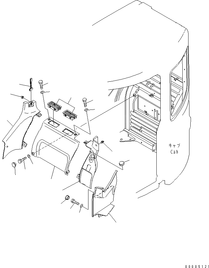 Схема запчастей Komatsu PC128US-2-AC - КАБИНА (COVER) КАБИНА ОПЕРАТОРА И СИСТЕМА УПРАВЛЕНИЯ