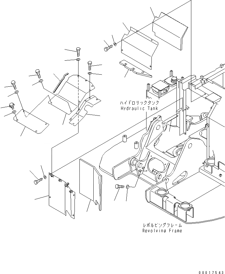 Схема запчастей Komatsu PC128US-2-AC - ПЕРЕГОРОДКА. КРЫШКА(ДЛЯ НАВЕСН.ОБОРУД. И РУКОЯТЬ CRANE) ЧАСТИ КОРПУСА