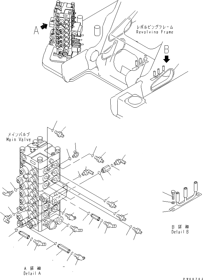 Схема запчастей Komatsu PC128US-2 - ГИДРОЛИНИЯ РУКОЯТИ И КОВША(/) (ДЛЯ ОТВАЛ)(№-77) ГИДРАВЛИКА