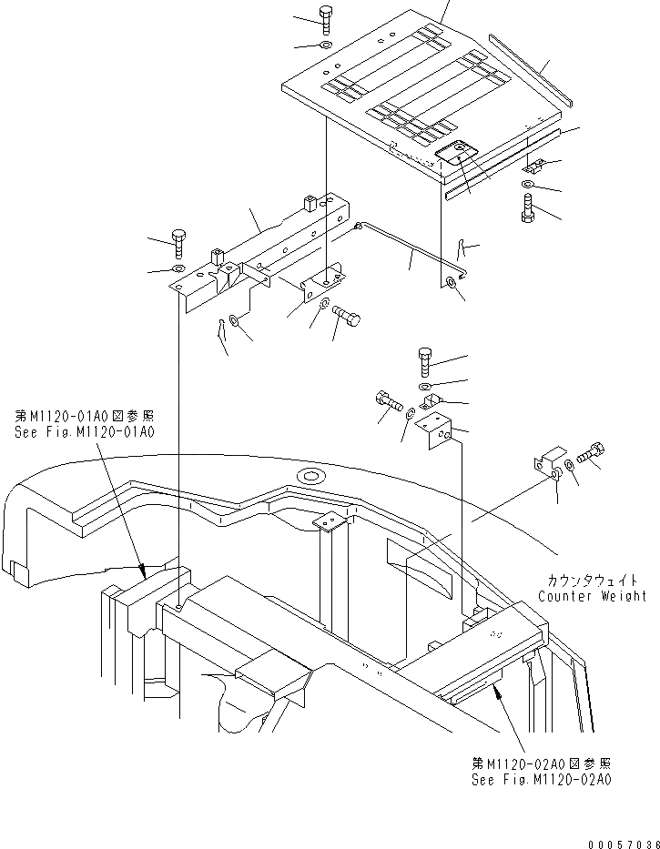 Схема запчастей Komatsu PC128US-2 - КАПОТ (YELНИЗ.) (ДЛЯ КРОМЕ ЯПОН.)(№-77) ЧАСТИ КОРПУСА