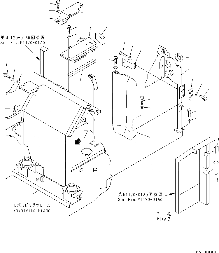 Схема запчастей Komatsu PC128US-2 - РАМА (/) (ДЛЯ ОТОПИТЕЛЯ) (YELНИЗ.)(№-) ЧАСТИ КОРПУСА