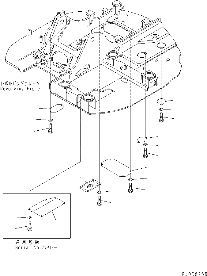 Схема запчастей Komatsu PC128US-2 - НИЖН. КРЫШКА (ДЛЯ КРОМЕ ЯПОН.) (YELНИЗ.)(№-) ЧАСТИ КОРПУСА